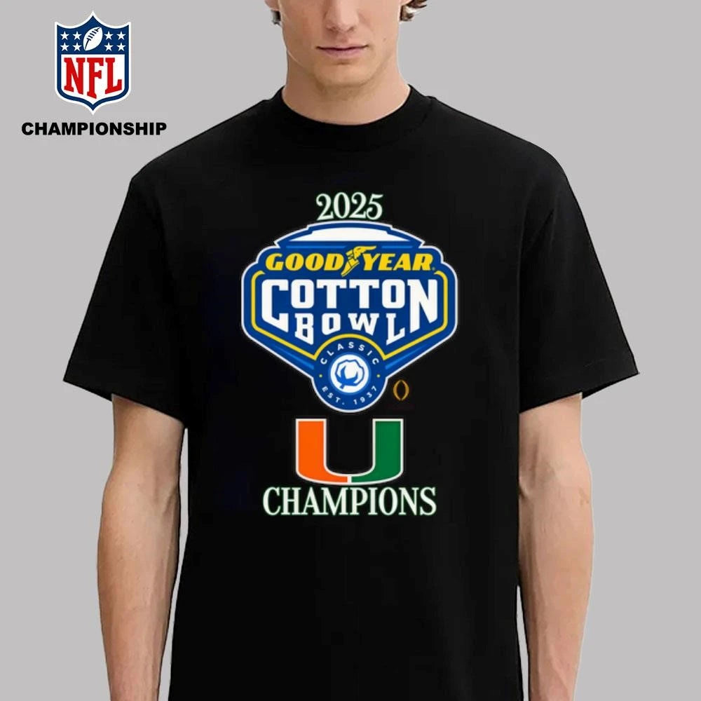 University of Miami 2025 Goodyear Cotton Bowl Chamoions Shirt
