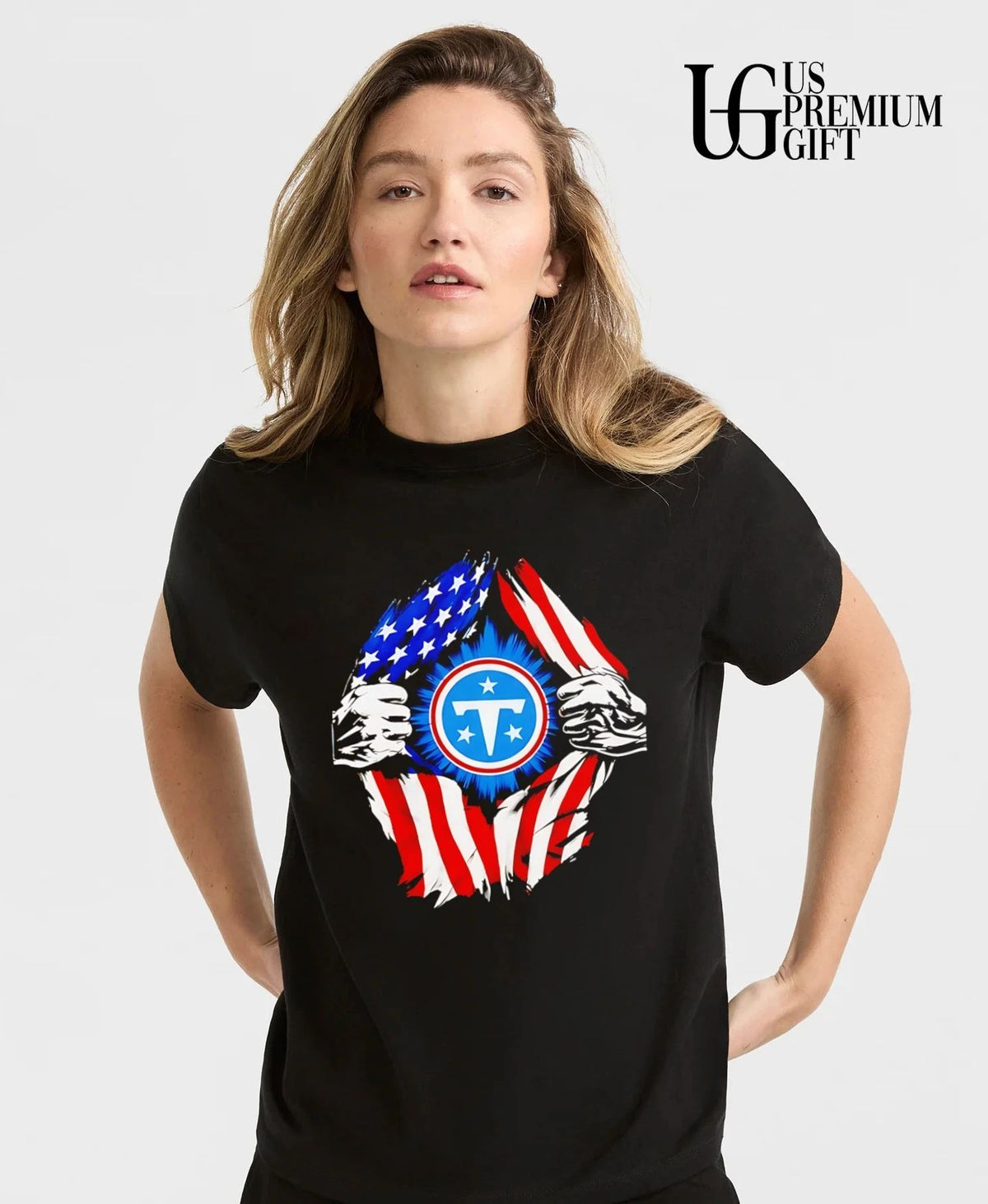 Tennessee Titans American flag ripped chest inside me shirt