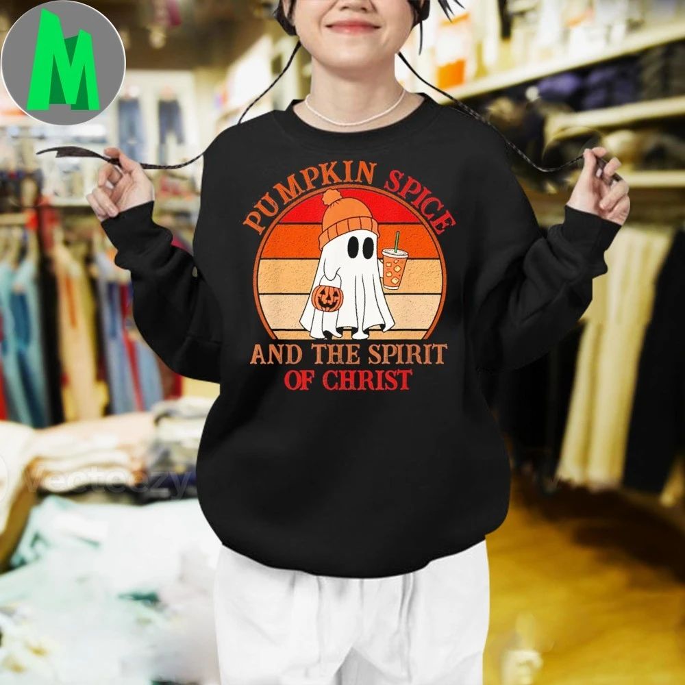 Cute Ghost Pumpkin Spice The Spirit Of Christ Halloween Shirt