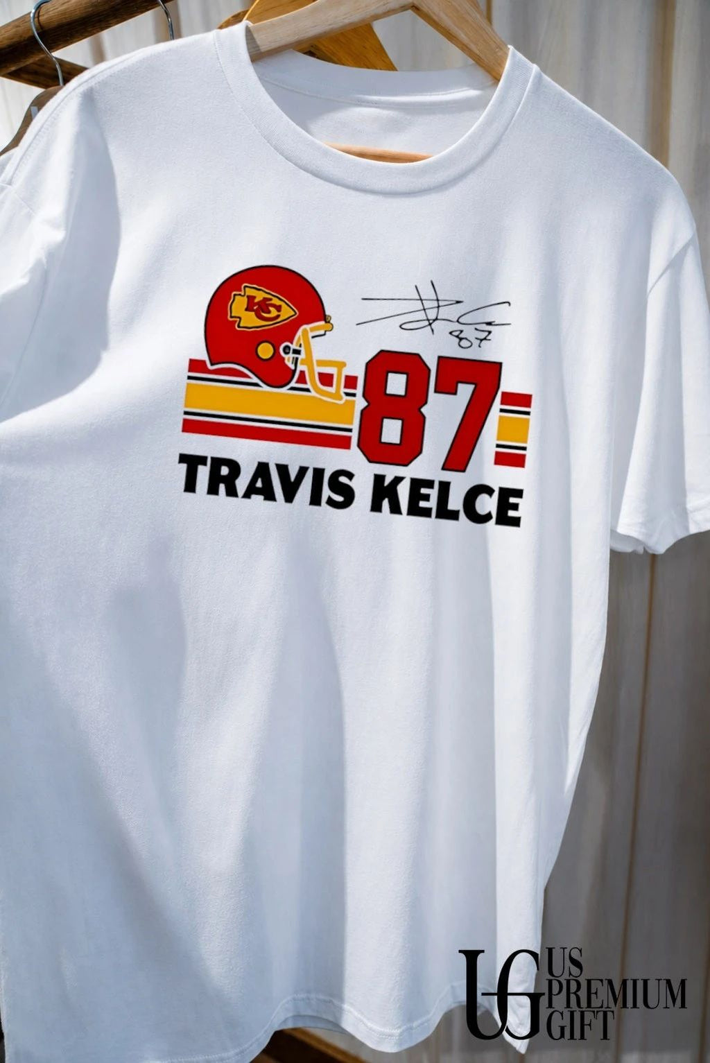 Travis Kelce Kansas City Chiefs football helmet signature shirt