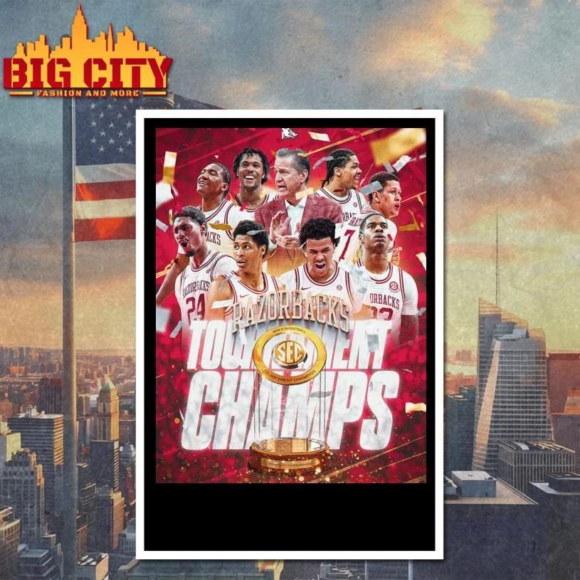 Arkansas Razorbacks Men’s Basketball 2026 SEC Tournament Champions Home Decor Poster Shirt