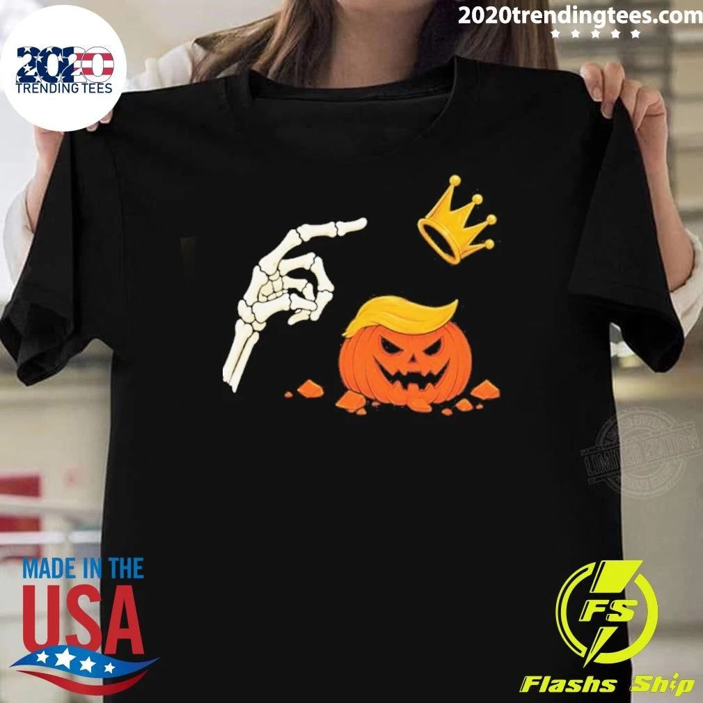 No Kings Skeleton Trump Pumpkin Halloween Shirt