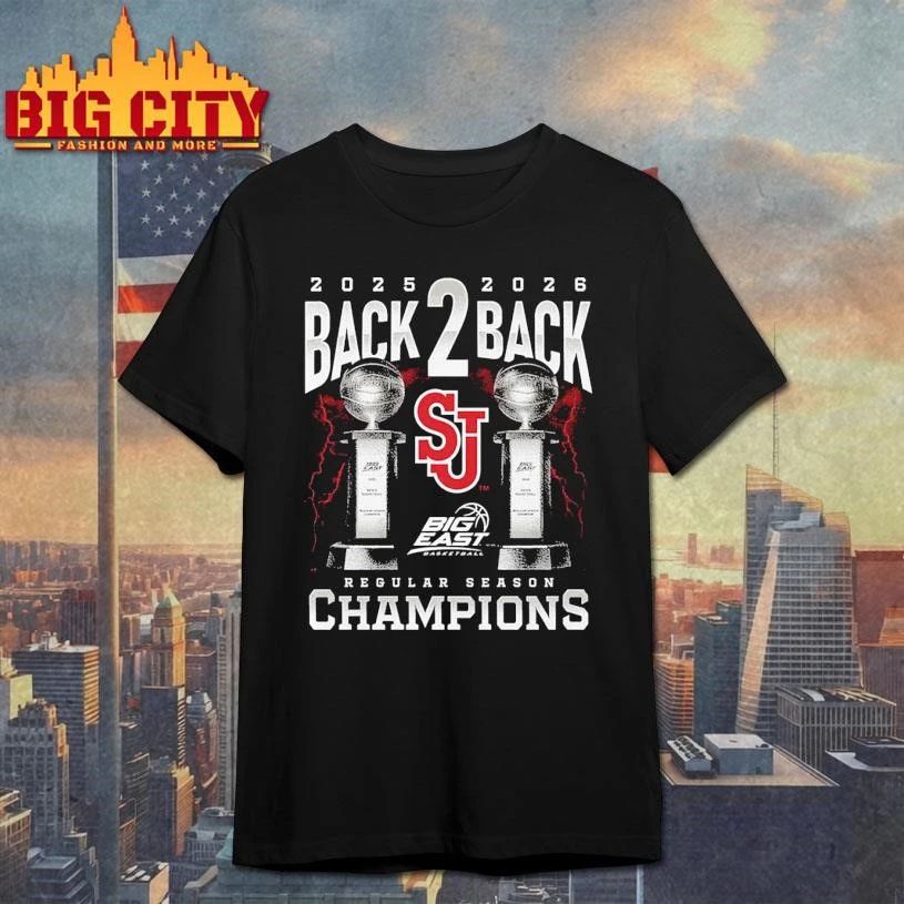 St. John’s Red Storm NCAA 2026 Men’s Basketball Big East Back-To-Back Regular Season Champions Graphic Shirt