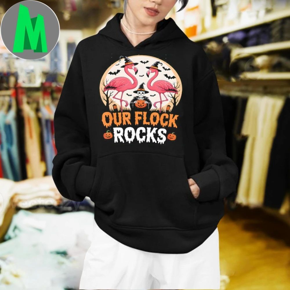 Our Flock Rocks Flamingo Halloween Costume Matching Family Shirt