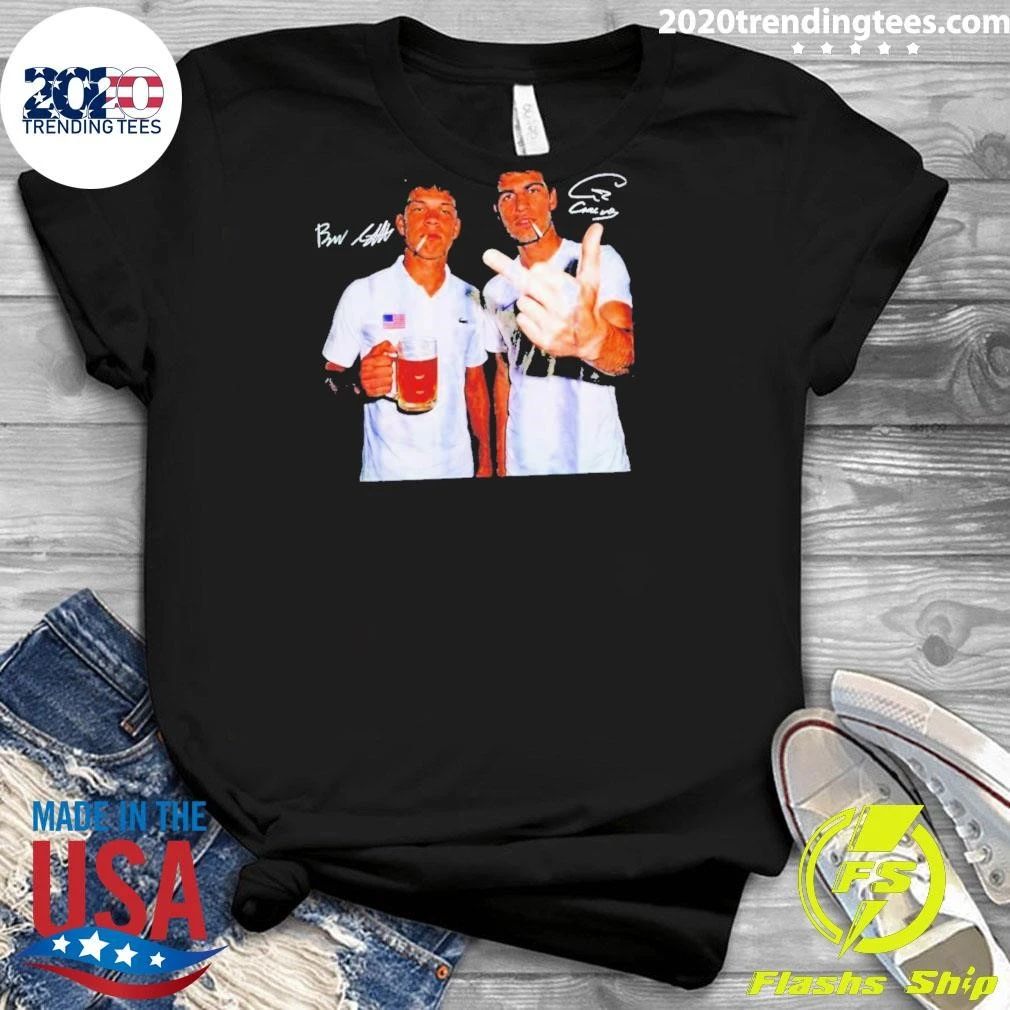 Carlos Alcaraz Ben Shelton Tennis Graphic Middle Finger Beer shirt