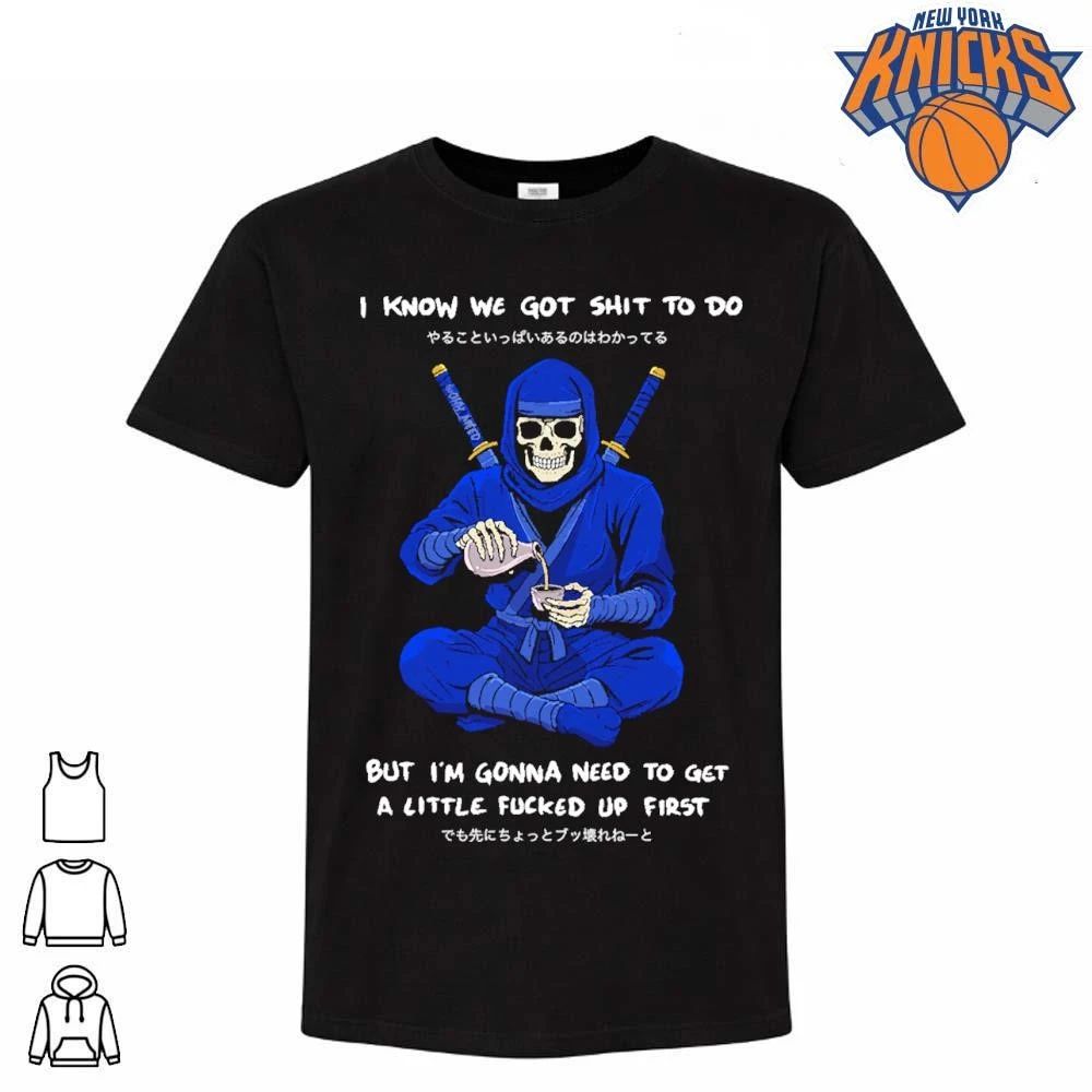 Funny Skull Ninja Drinking Sake Japanese Text Streetwear Graphic Skeleton shirt