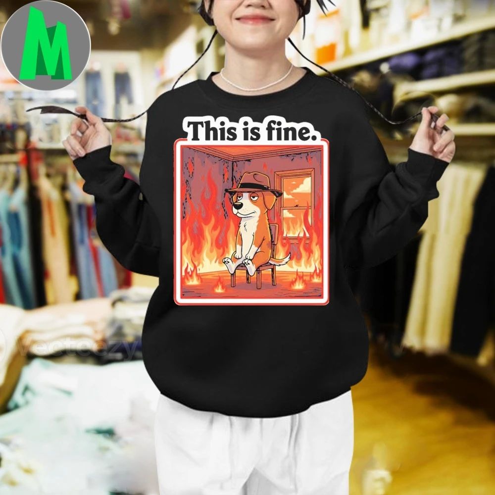 Meme Funny In Dog Calm Cartoon Fire Shirt