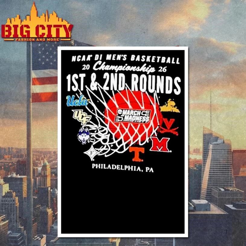 Philadelphia,PA 2026 NCAA Men’s Basketball March Madness 1st 2nd Round Bound College Shirt