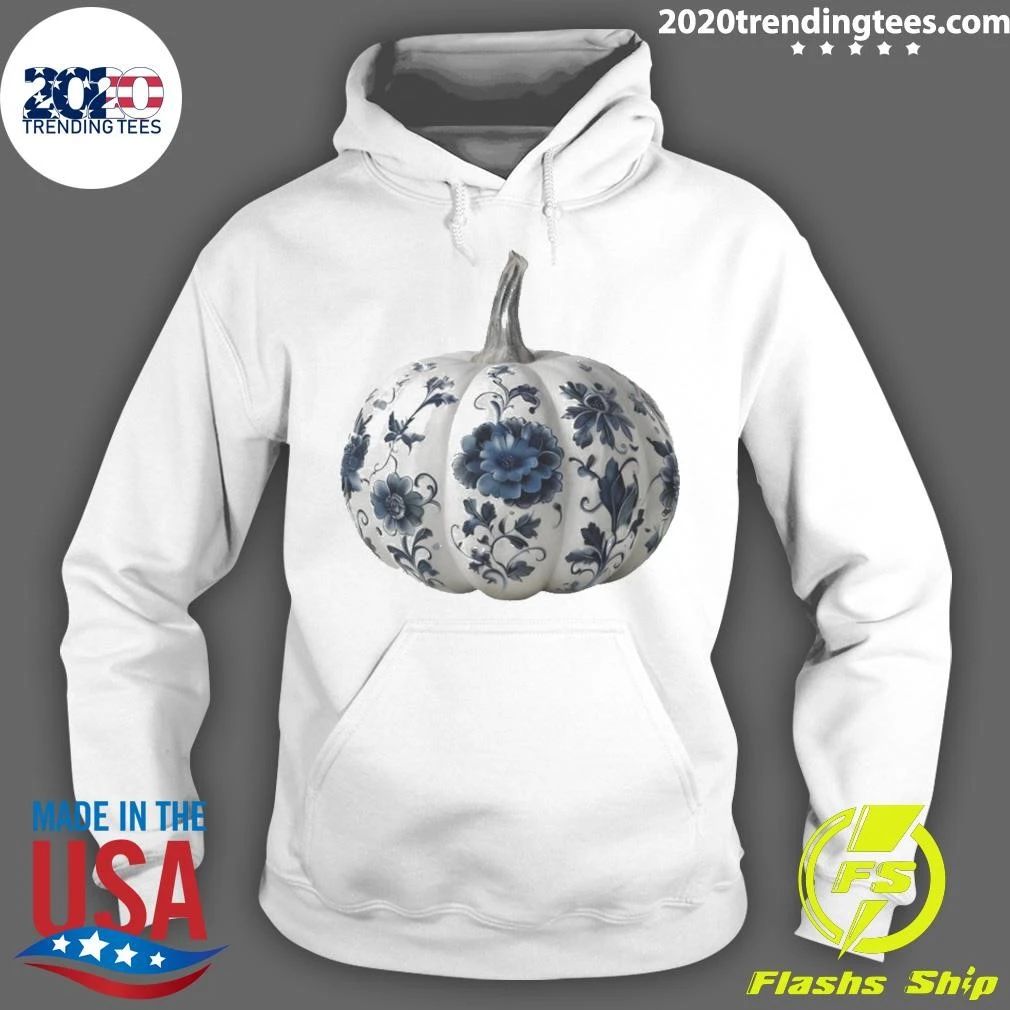 Blue Floral Porcelain Pumpkin Shirt