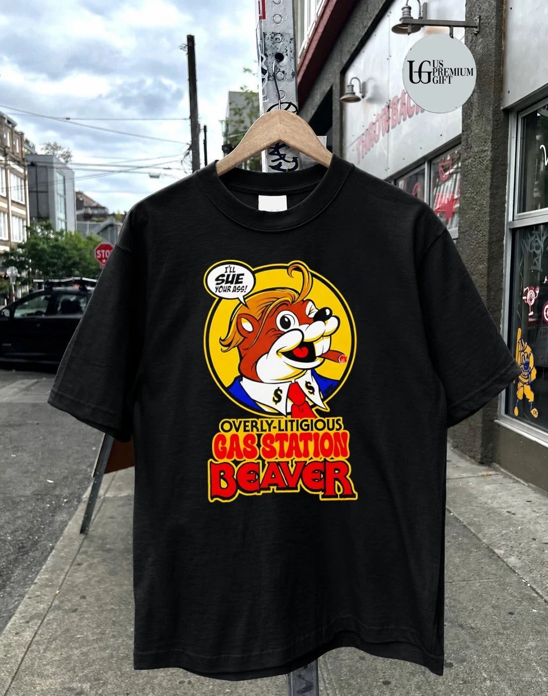 Overly-Litigious Gas Station Beaver shirt
