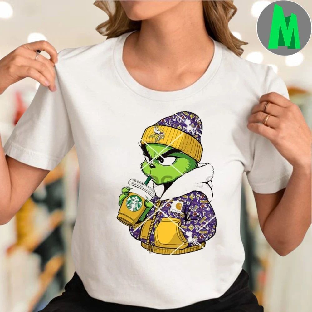 Carhartt Grinch Minnesota Vikings Drink Starbucks Coffee Grinchmas Logo Shirt