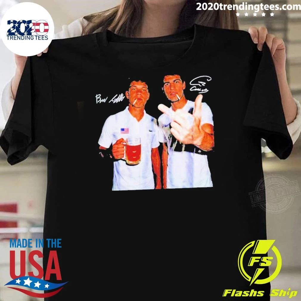 Carlos Alcaraz Ben Shelton Tennis Graphic Middle Finger Beer shirt