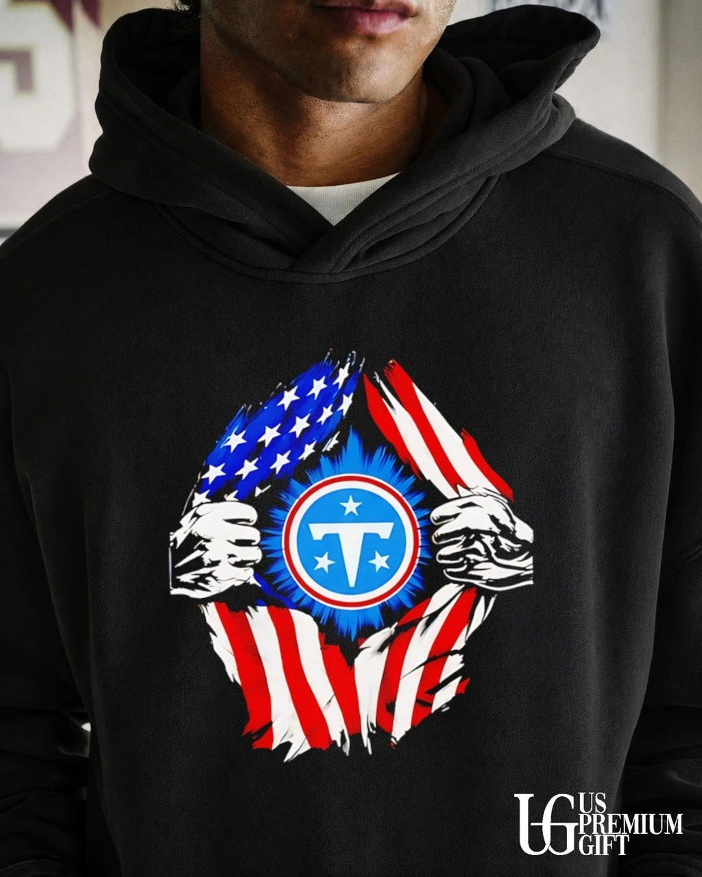 Tennessee Titans American flag ripped chest inside me shirt
