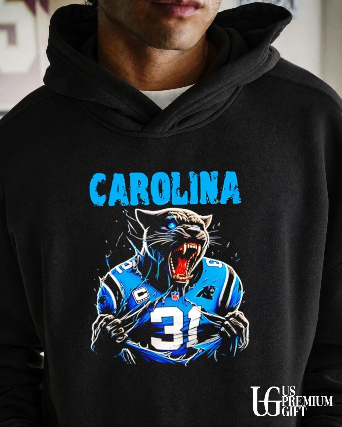 Carolina Panthers Snarling Beast Tearing Blue Jersey Distressed shirt