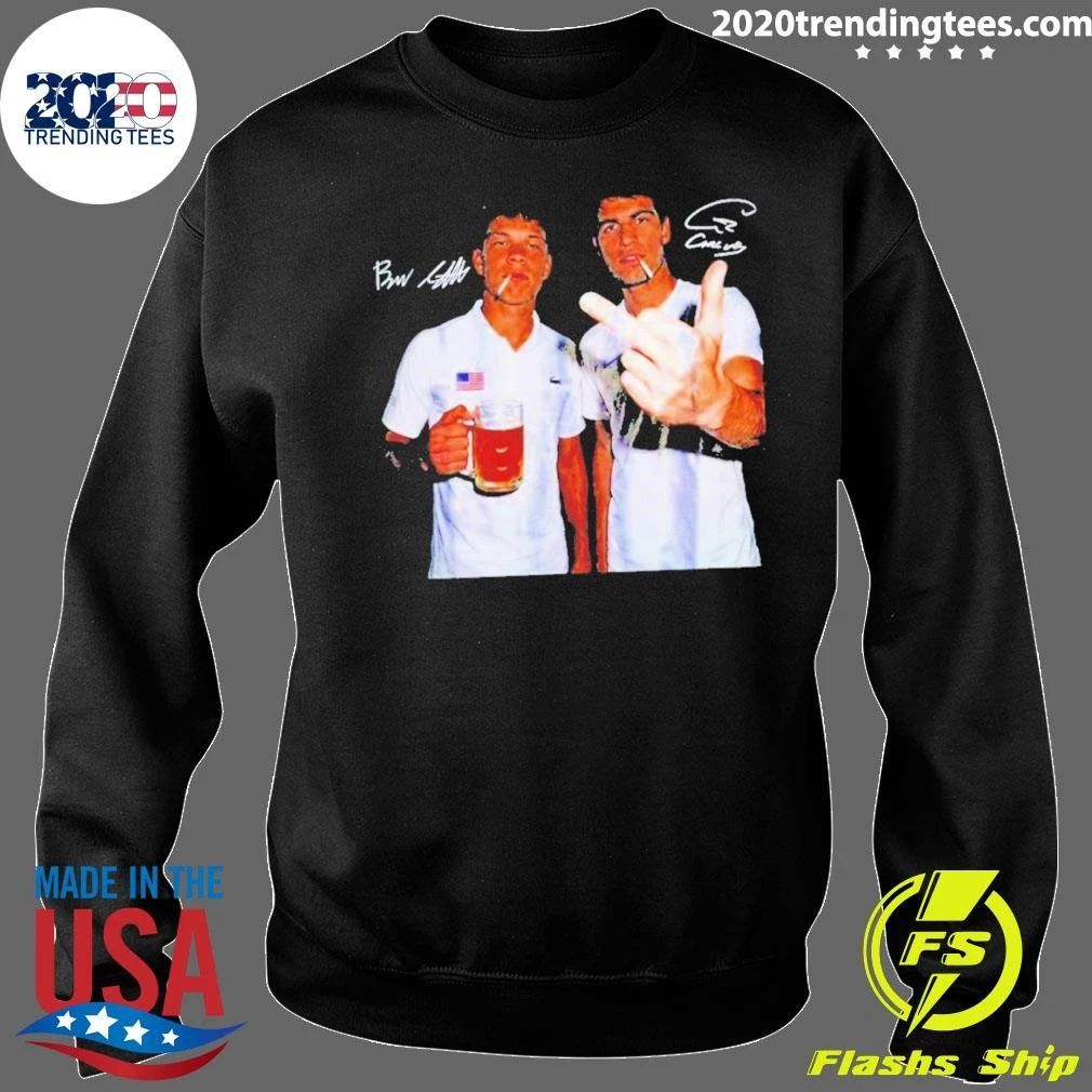 Carlos Alcaraz Ben Shelton Tennis Graphic Middle Finger Beer shirt