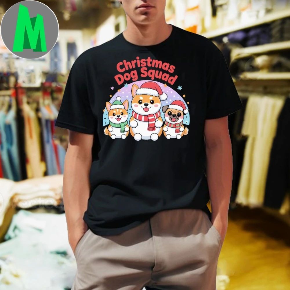 Christmas Dog Squad Cute Holiday Cartoon Shirt