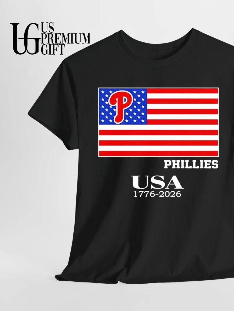 Philadelphia Phillies USA 1776-2026 American flag logo shirt