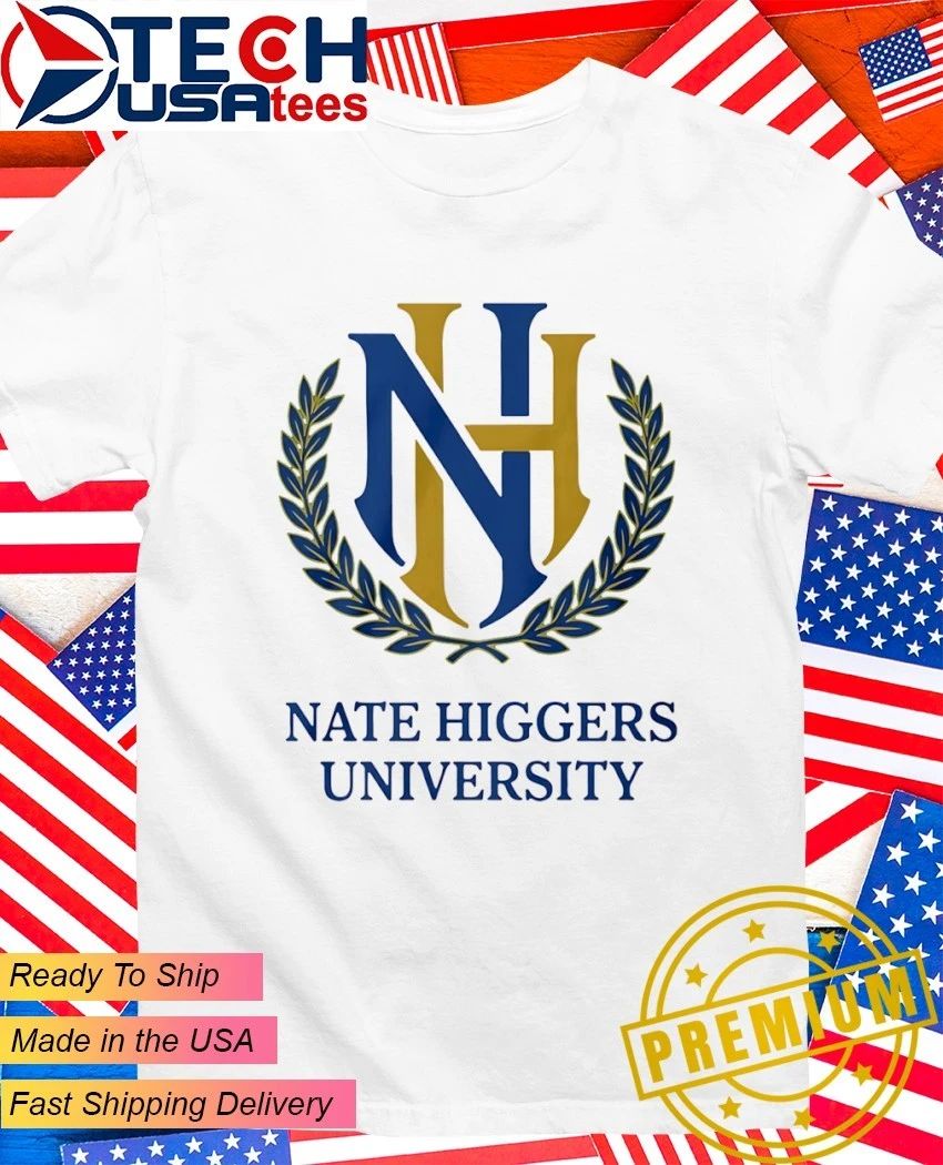 Nate Higgers University logo shirt