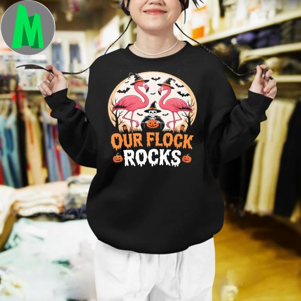 Our Flock Rocks Flamingo Halloween Costume Matching Family Shirt