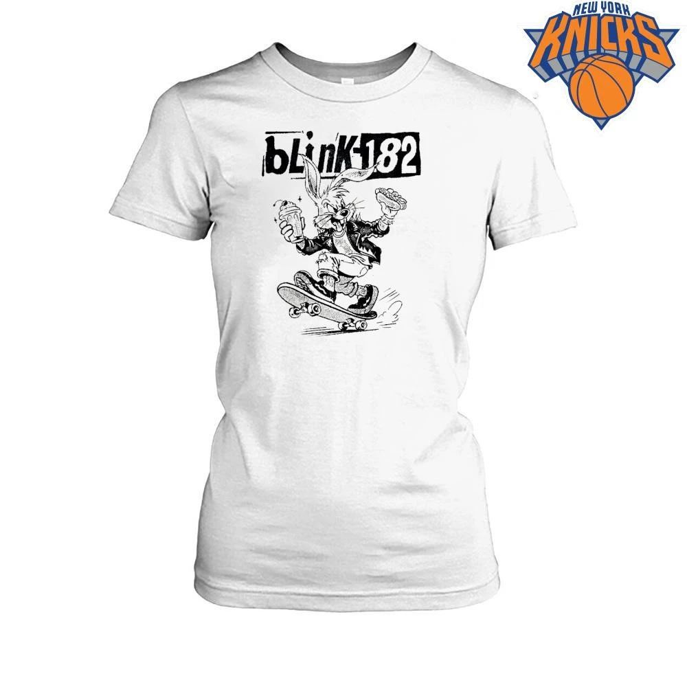 Blink 182 Punk Rock Rabbit Skateboarding Eating Hotdog Shake Retro Shirt