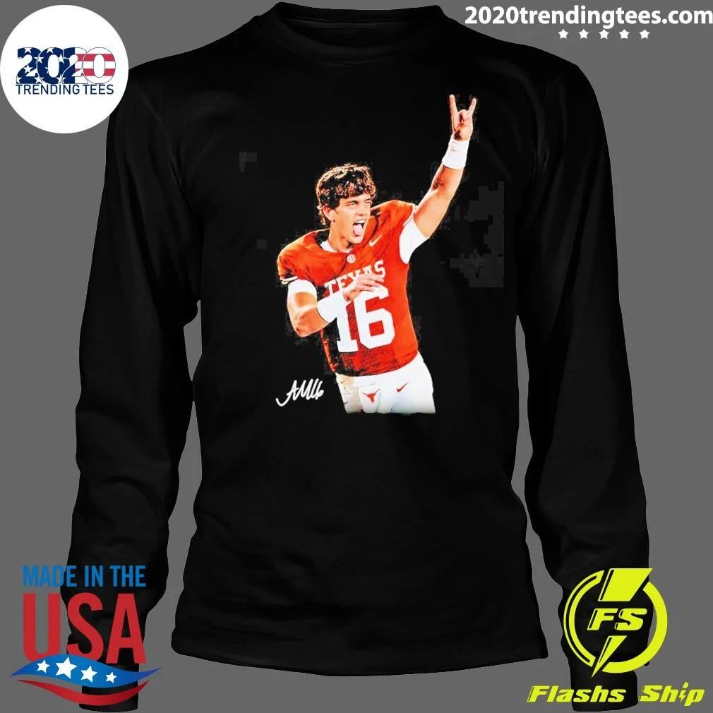 The Unbearable Weight of Being Arch Manning Football Texas Longhorns 16 Rock and Roll Sign Shirt
