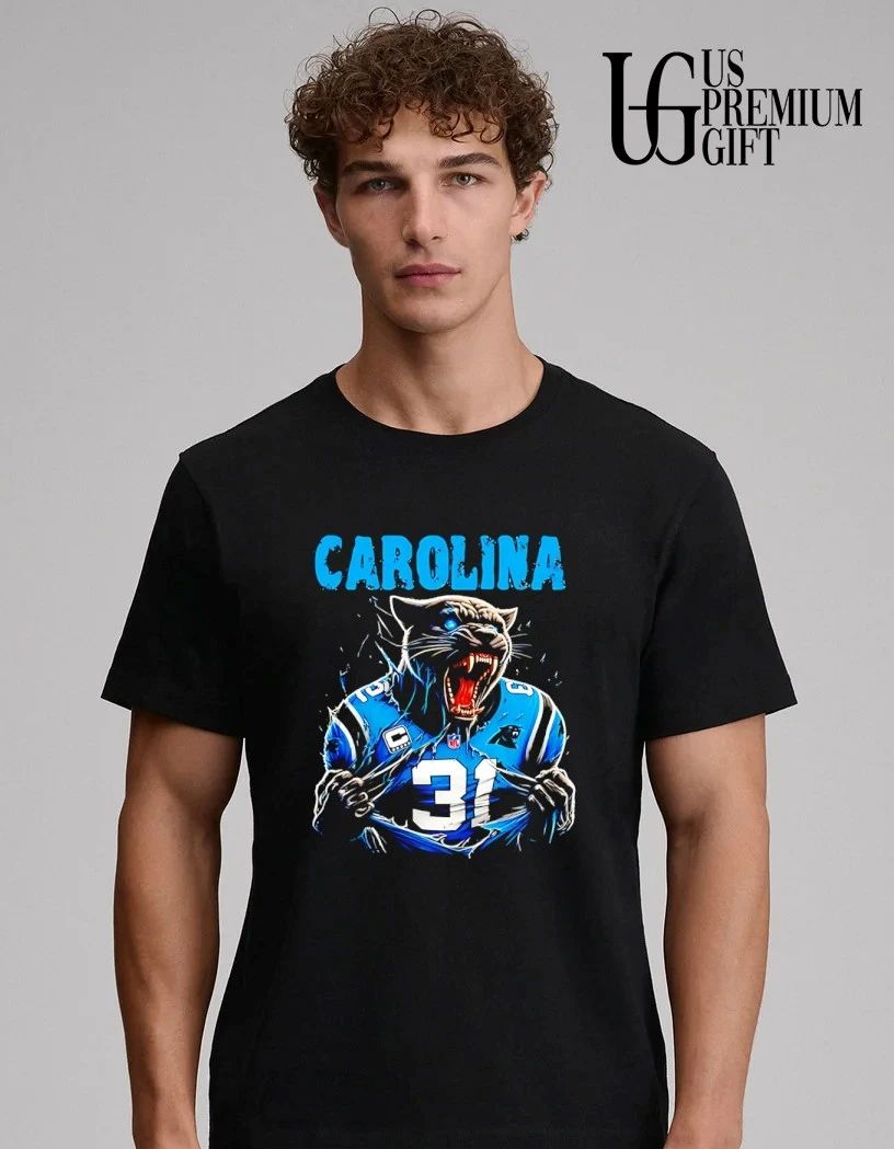 Carolina Panthers Snarling Beast Tearing Blue Jersey Distressed shirt