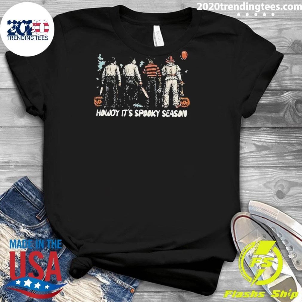 Horror Icons Jason Michael Freddy Pennywise Howdy It’s Spooky Season Shirt