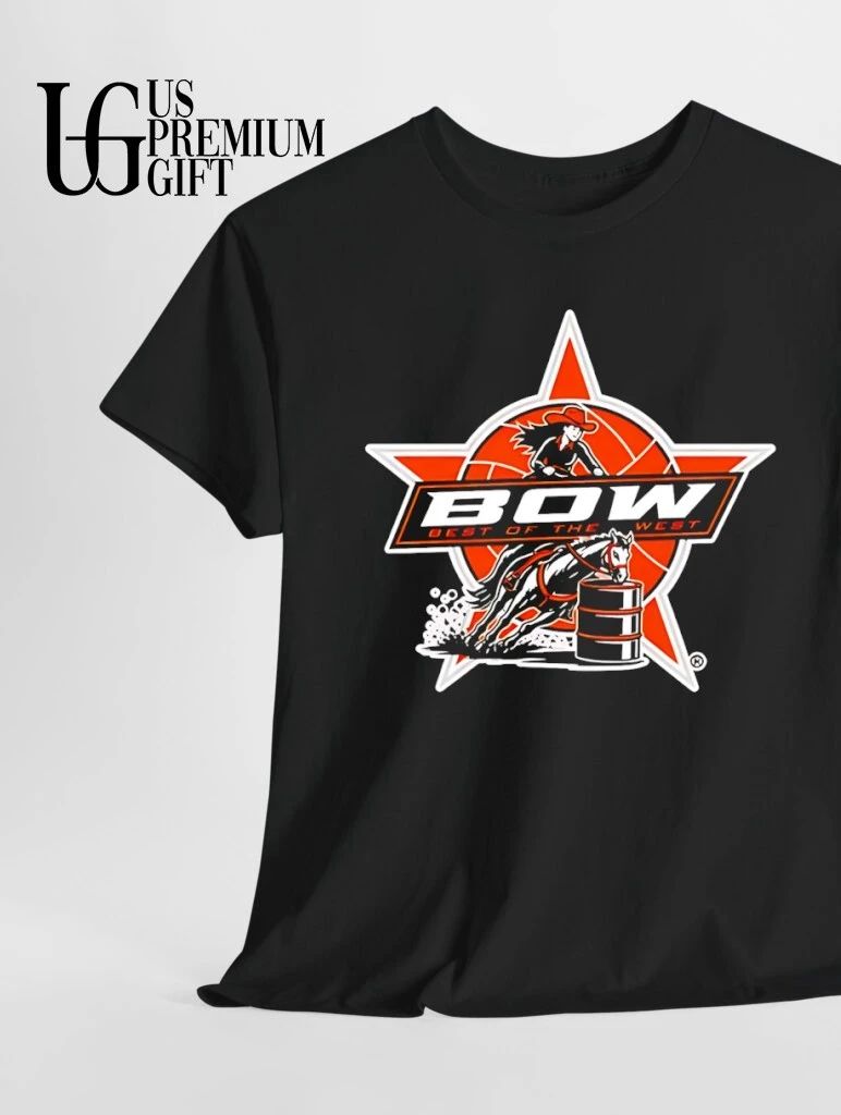 Bow Cowgirl Riding Horse Barrel Racing Rodeo Orange Star Emblem shirt