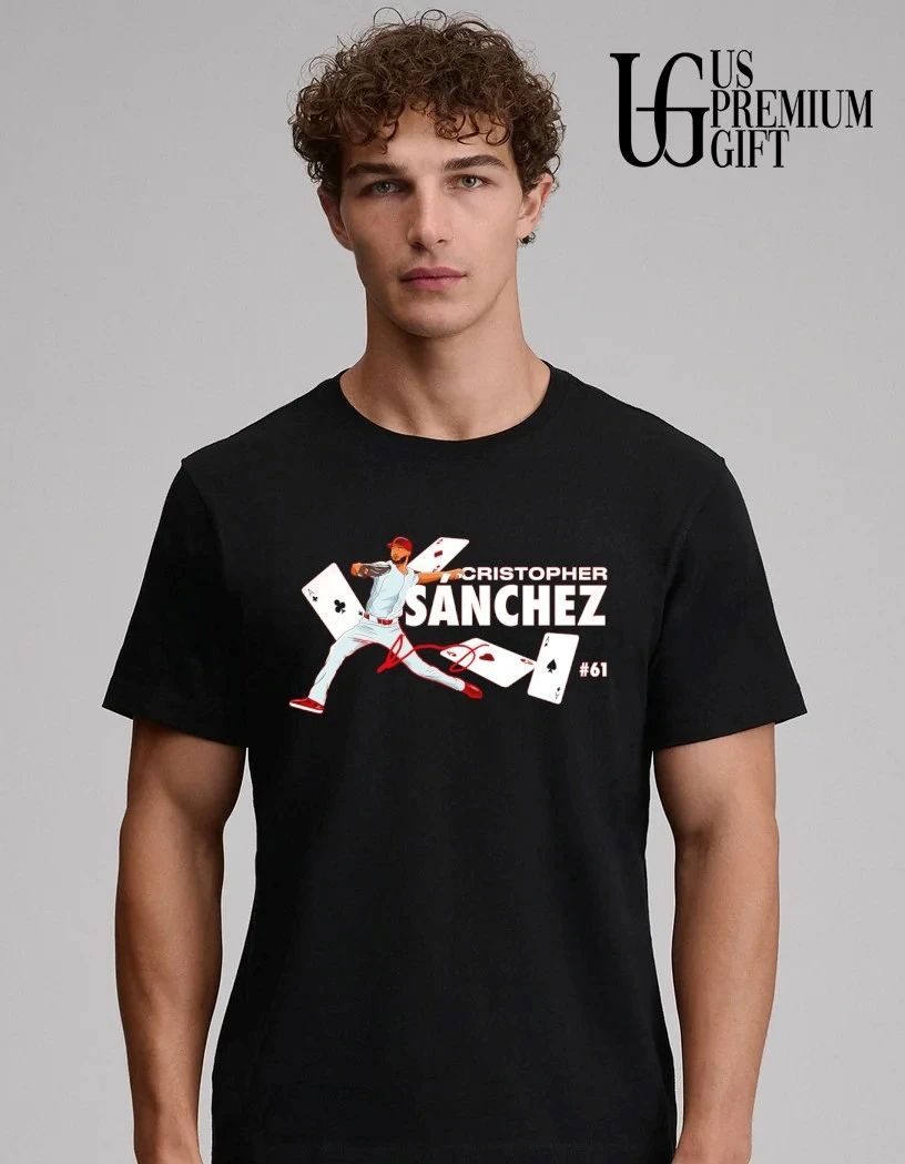 Cristopher Sanchez Philadelphia Phillies baseball playing card signature shirt