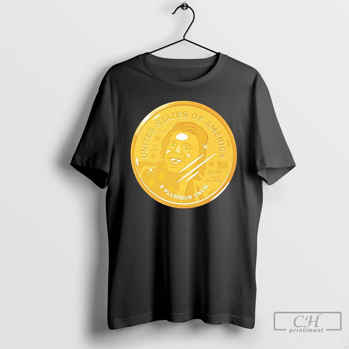 Classic 2026 Jack Hughes Gold Coin United Statews Of American Epluribus Unum T Shirts Sweater