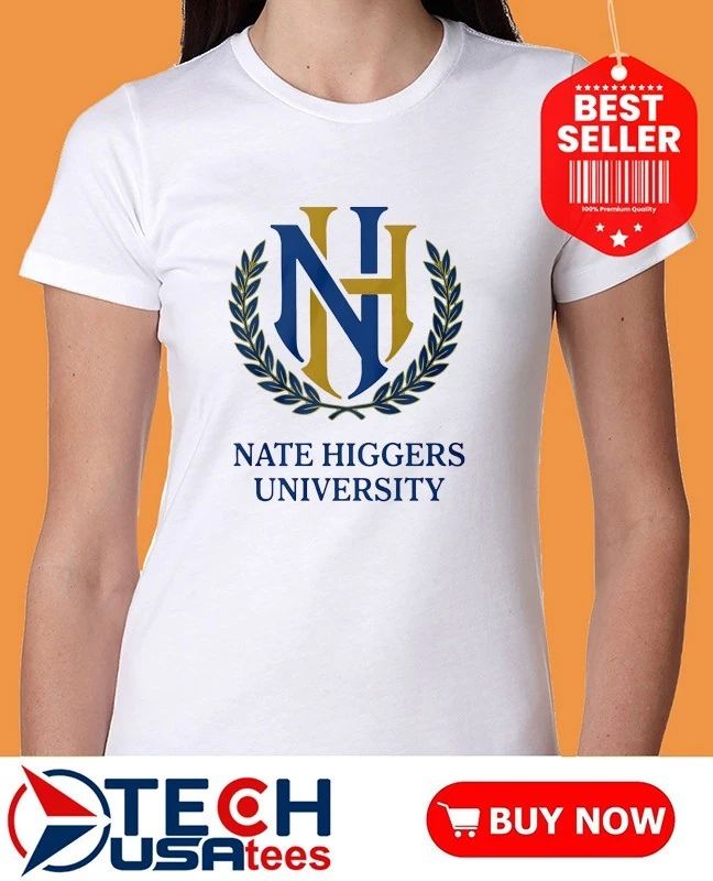 Nate Higgers University logo shirt