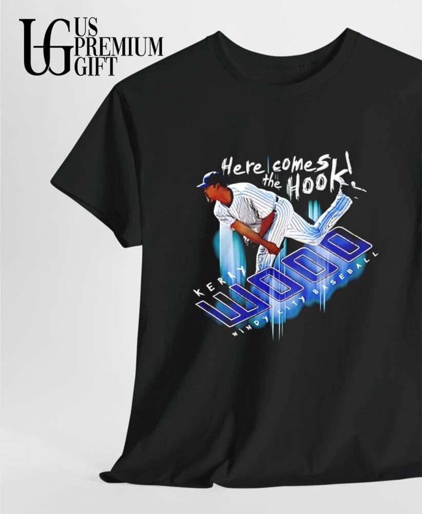 Here Comes The Hook Windy City Baseball Kerry Wood Pitcher Throwing Ball shirt