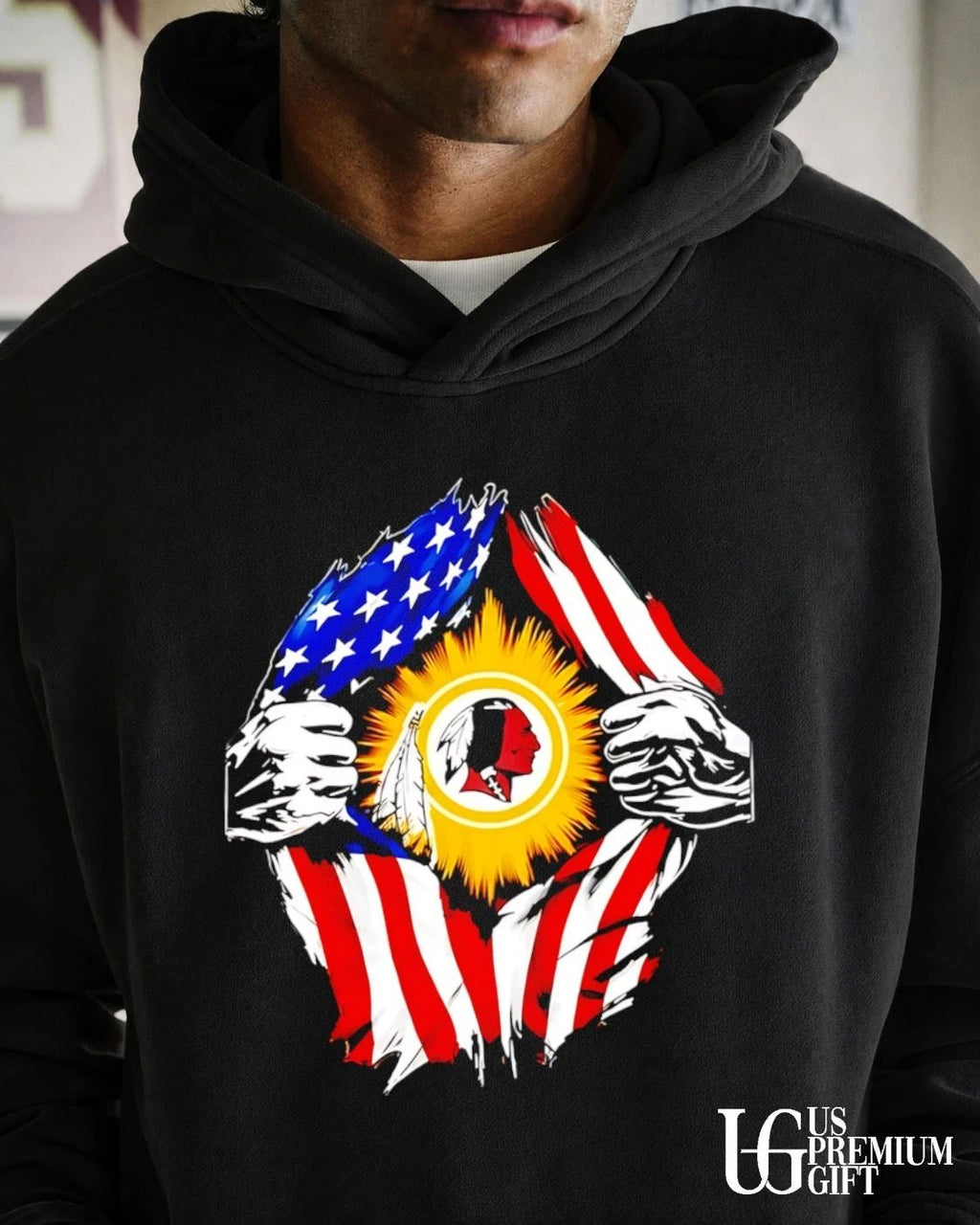 Washington Redskins inside me American flag logo shirt
