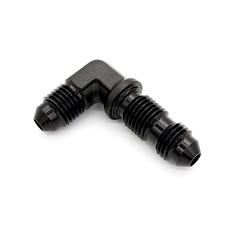 -16AN 90 Male AN Flare Bulkhead Adapter, Black Hard Anodized Aluminum