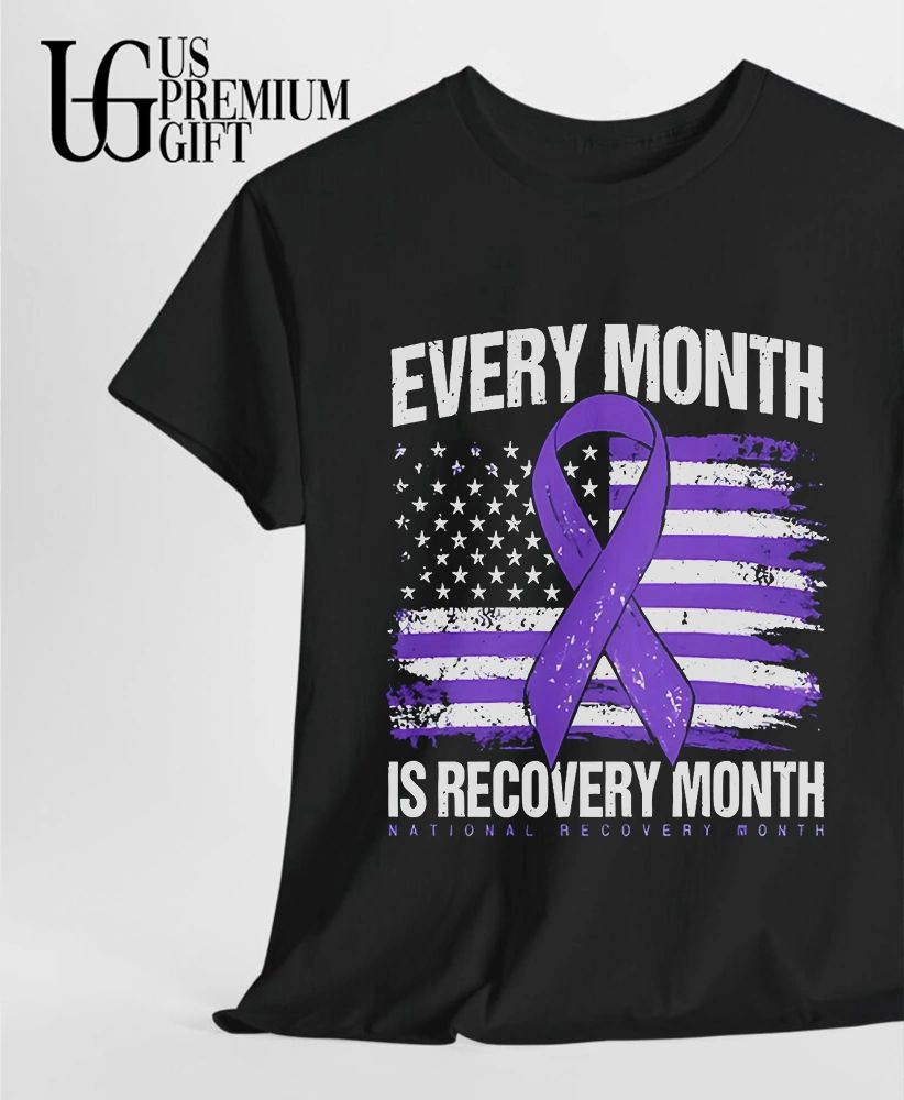 Every Month Is Recovery Month Distressed American flag shirt