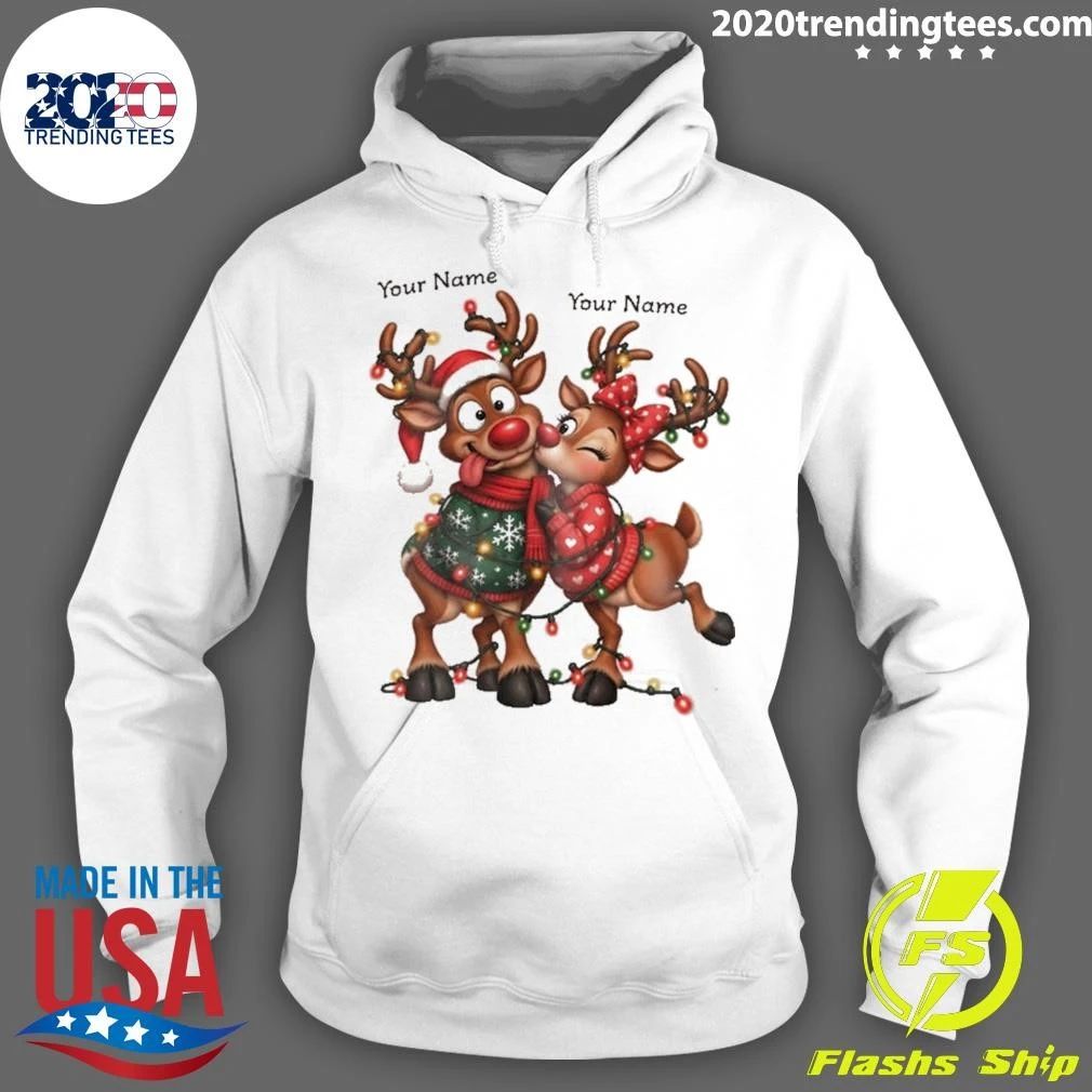 Reindeer Couple Christmas Your Name Sweater Shirt