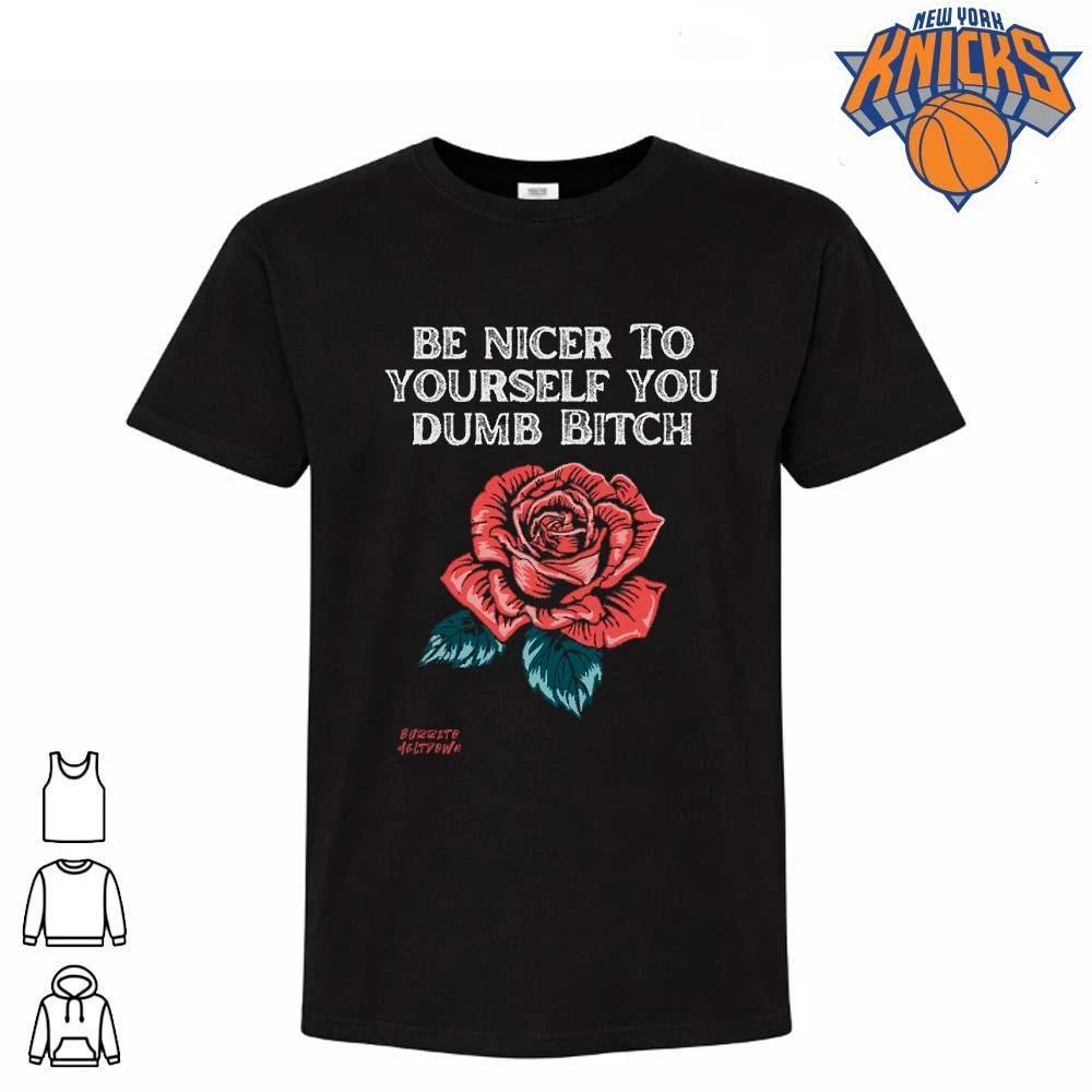 Be Nicer To Yourself Dumb Bitch Vintage Rose Tattoo Style Black Cotton T Shirt