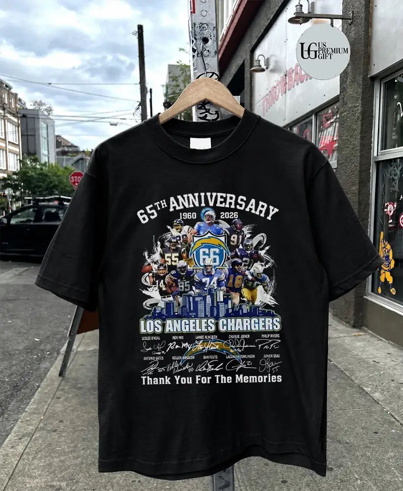 Los Angeles Chargers 65th Anniversary 1960-2026 Legends thank you for the memories signature shirt