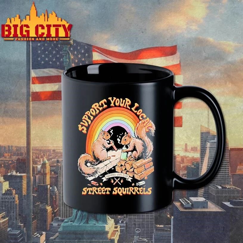 Support Your Local Street Squirrels Rainbow Vintage Graphic Shirt