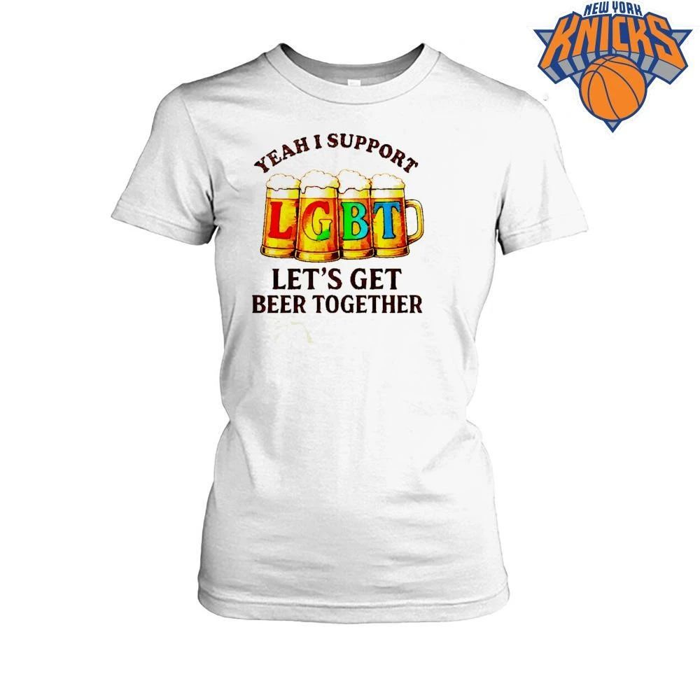 I Support LGBT Let’s Get Beer Together funny rainbow beer mugs shirt