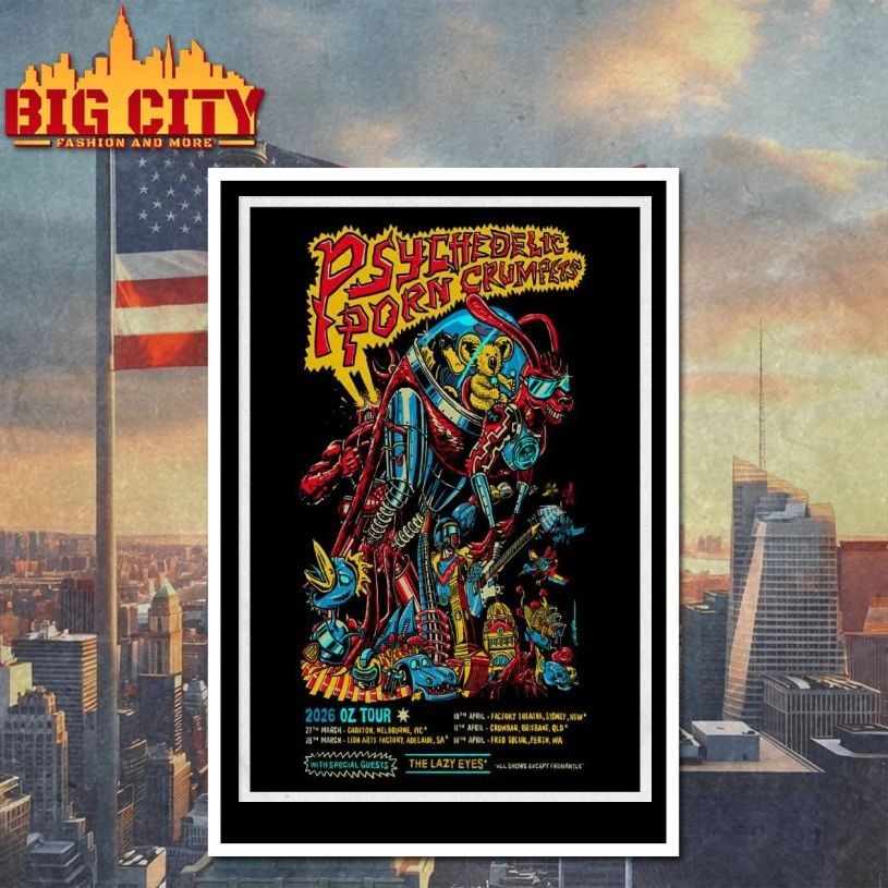 Psychedelic Porn Crumpets 2026 Tour OZ PosterT-shirt