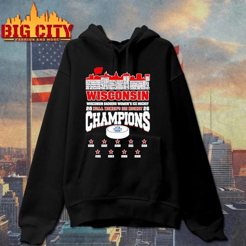 Wisconsin Badgers Womens Ice Hockey 2026 Champions Skyline City Shirt
