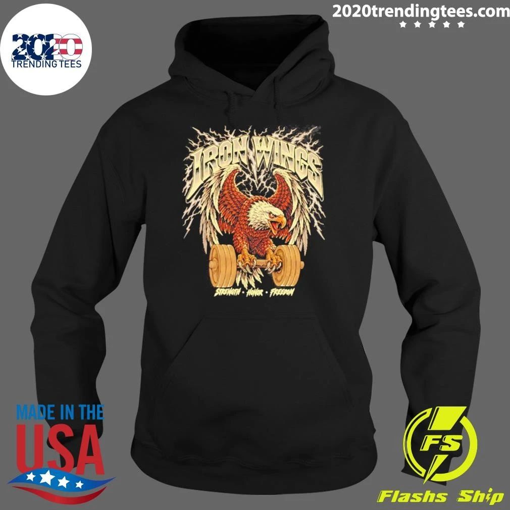 Iron Wings Strength Honor Freedom Eagle Weightlifting Shirt