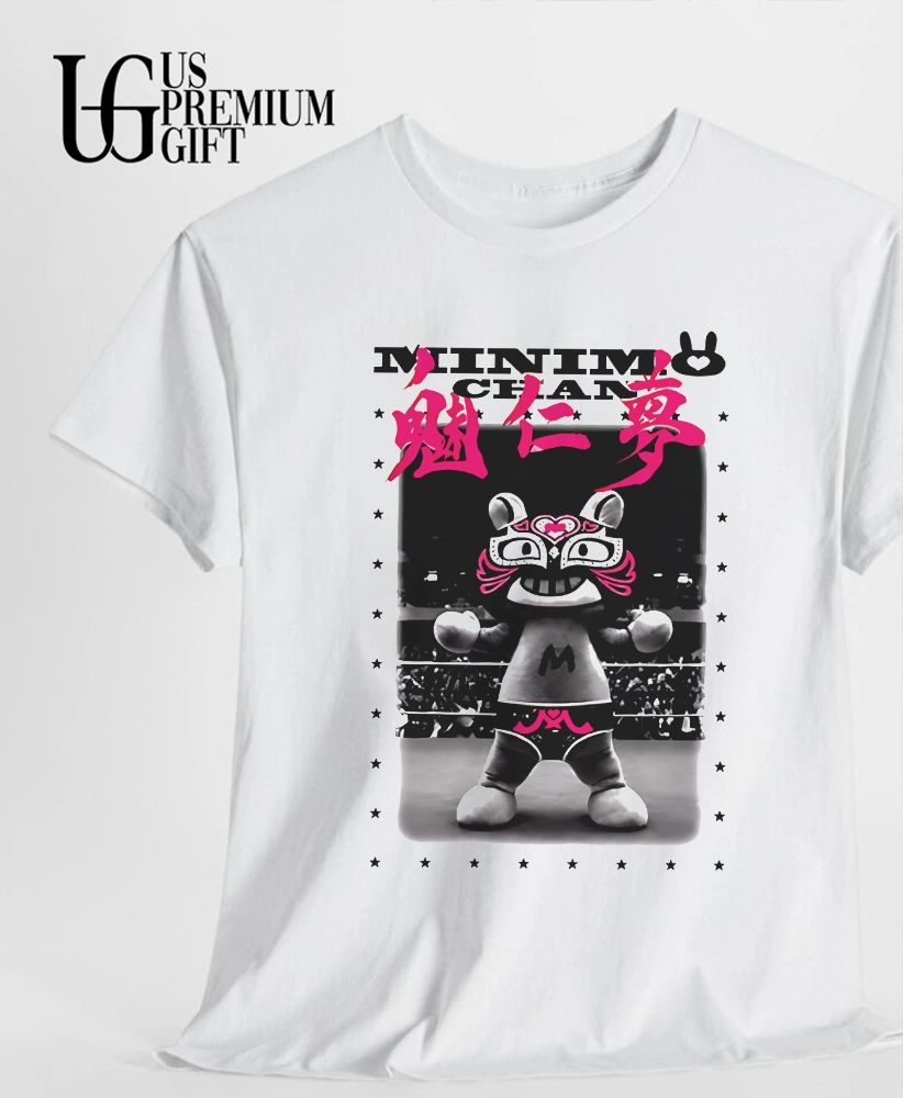 Minimo Chan Lucha Libre Wrestler Masked Bear Character Japanese Kanji shirt