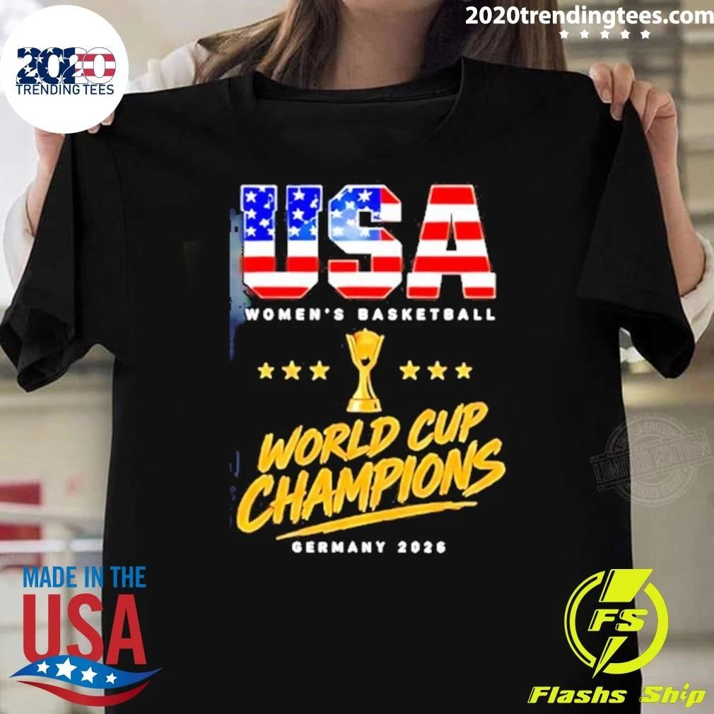 Usa Women’s Basketball World Cup Champions Germany 2026 Trophy Shirt