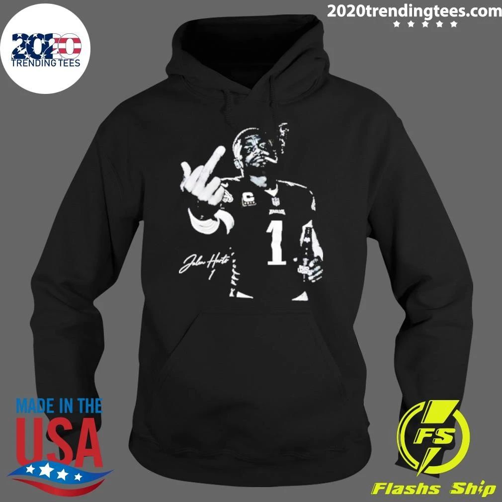 Signature Jalen Hurts Smoking Beer Middle Finger Shirt