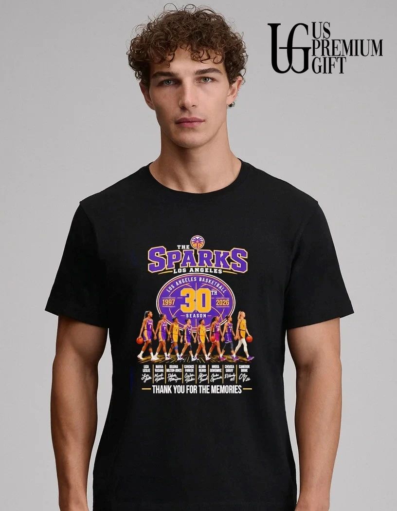 Los Angeles Sparks 30th Season 1997-2026 Hoosier Basketball thank you for the memories signatures shirt
