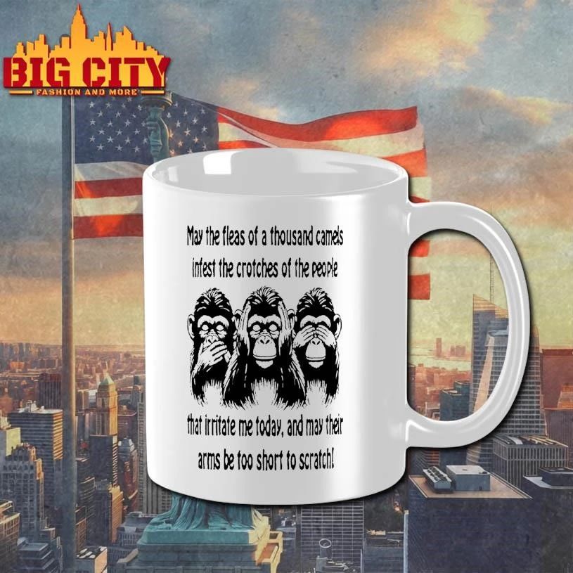 Three Monkeys May The Fleas Of A Thousand Camels Infest The Person Who Graphic Shirt