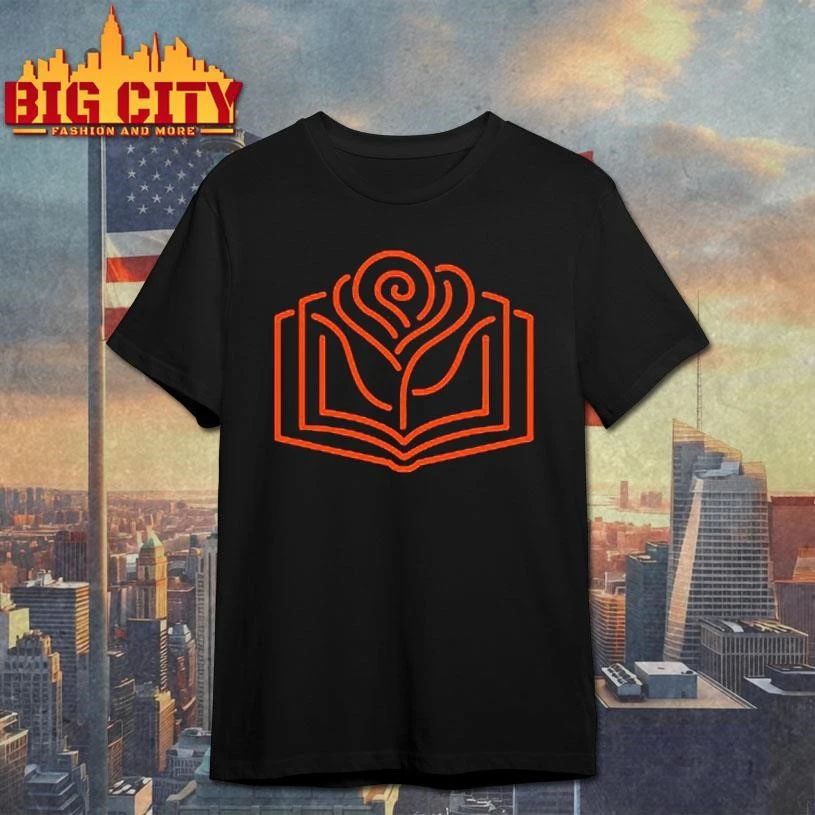 Neon rose in the books graphic shirt