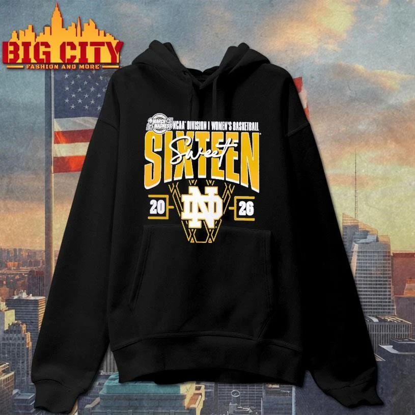 Notre Dame Fighting Irish 2026 NCAA Women’s Basketball Tournament March Madness Sweet 16 College Shirt